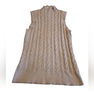 NWT Cyrus Creamy Beige Cableknit Mock Neck Sweater Vest Size L
